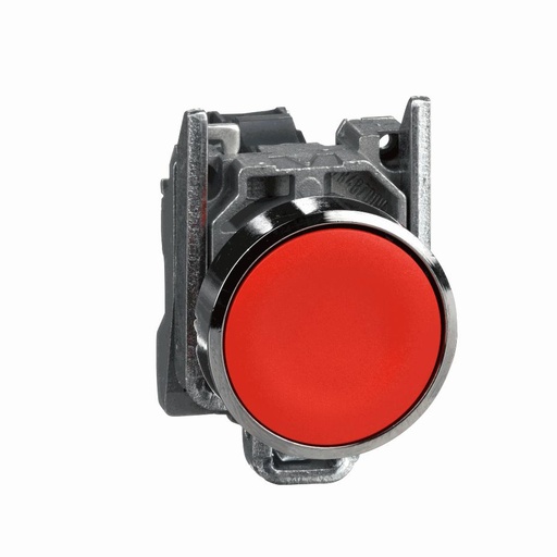 [C01XB4BA42] Schneider Electric - Push button, metal, flush, red, Ø22, spring return, unmarked, 1NC - XB4BA42