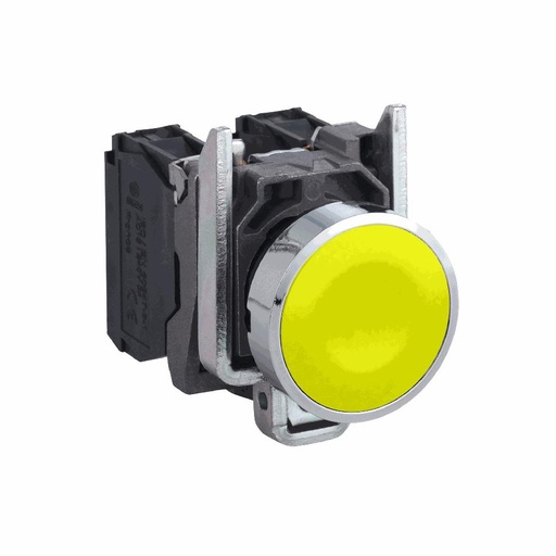 [C01XB4BA51] Schneider Electric - Push button, metal, flush, yellow, Ø22, spring return, unmarked, 1 NO - XB4BA51