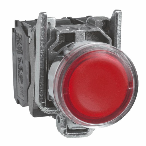 [C01XB4BW3465] Schneider Electric - Illuminated push button, metal, flush, red, Ø22, spring return, <= 250 V, 1 NO + 1 NC - XB4BW3465
