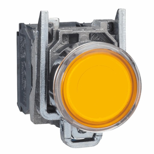 [C01XB4BW3565] Schneider Electric - Illuminated push button, metal, flush, orange, Ø22, spring return, <= 250 V, 1 NO + 1 NC - XB4BW3565