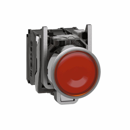 [C01XB4BW35M5] Schneider Electric - Illuminated push button, metal, flush, orange, Ø22, spring return, 230...240 V AC, 1 NO + 1 NC - XB4BW35M5