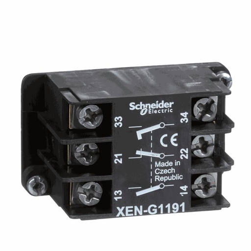 [C29XENG1191] Schneider Electric - Single contact block, spring return, 2-speed, spring return, front mounting, 2 NO + 1 NC - XENG1191