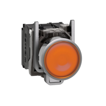 [C01XB4BW35B5] Schneider Electric - Illuminated push button, metal, flush, orange, Ø22, spring return, 1 NO + 1 NC 24 V AC/DC - XB4BW35B5