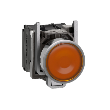 [C01XB4BW35M5] Schneider Electric - Illuminated push button, metal, flush, orange, Ø22, spring return, 230...240 V AC, 1 NO + 1 NC - XB4BW35M5